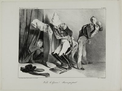"¡Es la guerra! ...¡Sálvese quien pueda!," placa 460 de Honoré Victorin Daumier