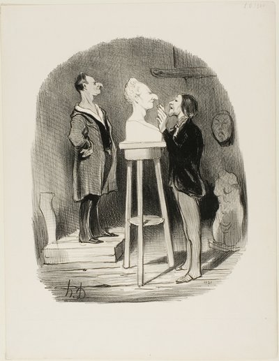 Monsieur Filochard, ex tendero, jubilado, siente la necesidad de transmitir su busto en mármol a la posteridad más remota, lámina 68 de Les Bons bourgeois de Honoré Victorin Daumier
