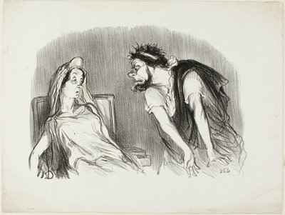 Oedipe. "- Cuando mi espada cortó en su corazón sangrante - Usted está temblando Madame - Fue entonces cuando el mundo se desmoronaba," placa diez de Physionomies tragiques de Honoré Victorin Daumier