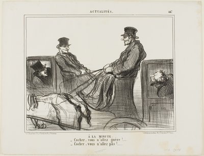 Pagado por minutos. "- ¡Conductor, apenas se mueve! - Conductor, ¡no se mueve nada!", placa 447 de Actualités de Honoré Victorin Daumier