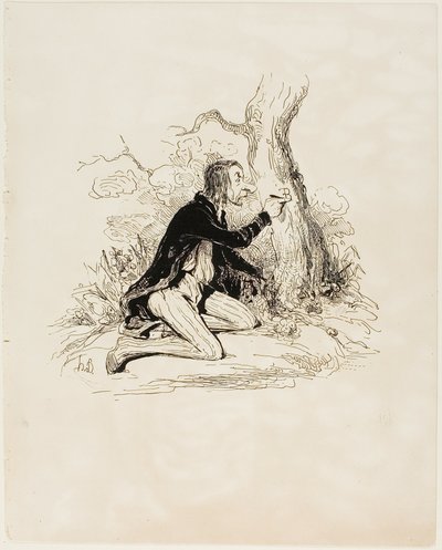 Pobre joven. Sólo una carta más y su situación moral quedaría perfectamente clara, lámina 1 de Sentimens Et Passionsa de Honoré Victorin Daumier