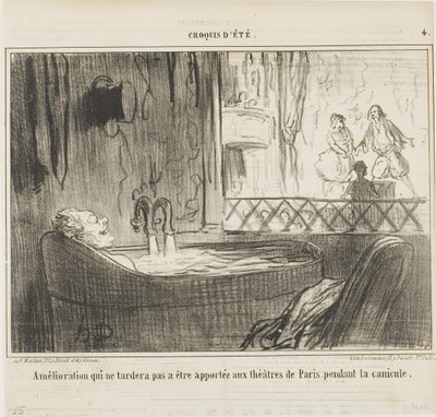Propuesta de mejora para los teatros de París, que no dejará de tener su efecto durante los días de perros, lámina 4 de Croquis d