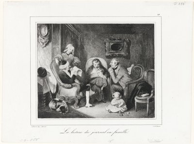 Lectura del periódico en el círculo familiar de Honoré Victorin Daumier