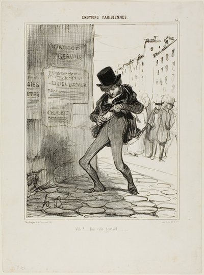 ¡Robado! Empty-Pocket Street..., plato 13 de Émotions Parisiens de Honoré Victorin Daumier