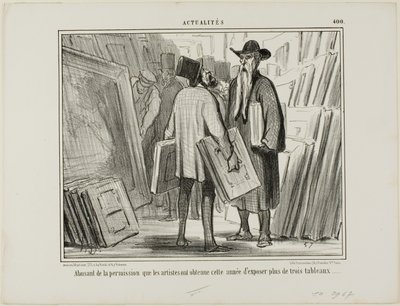 Algunos artistas aprovechan el permiso de este año para exponer más de tres cuadros, placa 400 de Actualités de Honoré Victorin Daumier