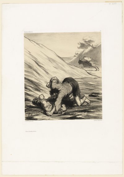 El asno y dos ladrones, lámina 75 de Recuerdos de artistas de Honoré Victorin Daumier