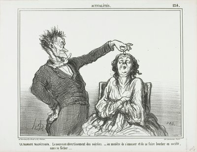 El hipnotizador de diamantes. Un nuevo pasatiempo en las fiestas nocturnas - o cómo divertirse y conseguir que alguien bizquee, sin meterse en líos, placa 134 de Actualités de Honoré Victorin Daumier