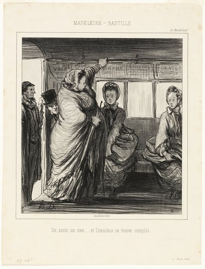 La línea de autobús Madeleine-Bastille. Una nimiedad, una nada... y el autobús está lleno de Honoré Victorin Daumier