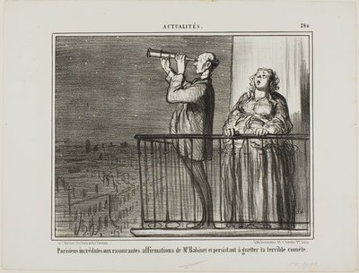 Los parisinos no se fían del todo de las garantías de Monsieur Babinet e insisten en esperar al cometa, plancha 394 de Actualités de Honoré Victorin Daumier