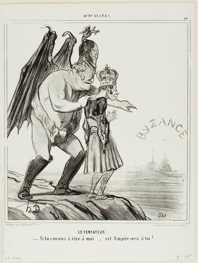 El Tentador. "- Si consientes en pertenecerme... este imperio será tuyo," placa 40 de Actualités de Honoré Victorin Daumier
