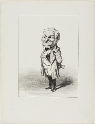 Thiers. El ciudadano Thiers se prueba el nuevo frac que Babin acaba de enviarle, lámina 4 de Les Représentans Représentés. de Honoré Victorin Daumier