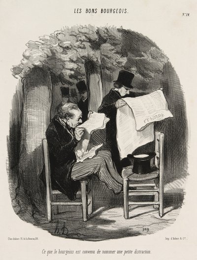 Esto es lo que un burgués considera una pequeña distracción, plato 14 de Les Bons Bourgeois de Honoré Victorin Daumier