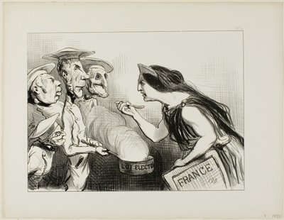 Demasiados cocineros estropean el caldo. "- Esto sí que sabe a mala cocina", plato 142 de Actualités de Honoré Victorin Daumier