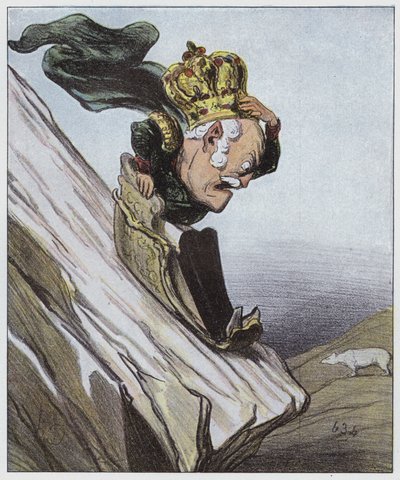 En una pendiente algo peligrosa de Honore (after) Daumier