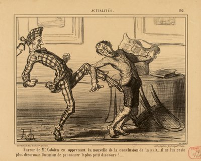 Actualidades n.º 192: Furia del señor Cobden al enterarse de la noticia de la conclusión de la paz... de Honoré Daumier