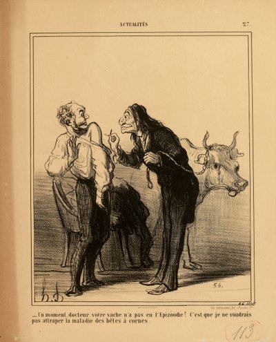 Actualidades n.º 27: - Un momento, doctor, ¿su vaca no ha tenido la epizootia? de Honoré Daumier