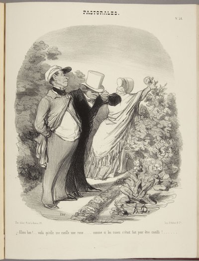 ¡Vaya!... ahora me coge una rosa... ¡como si las rosas estuvieran hechas para ser cogidas!... de Honoré Daumier