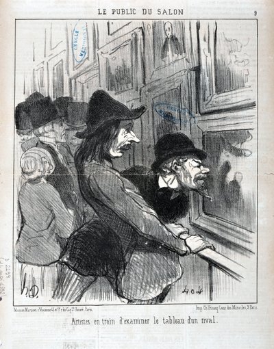 Obra de Honore Daumier (1808-1879). Charivari data de 1852: Serie LE PUBLIC DU SALON - "Artistas examinando la pintura de un rival" MUSEO DE BELLAS ARTES - PALAIS LONGCHAMP, MARSELLA de Honoré Daumier