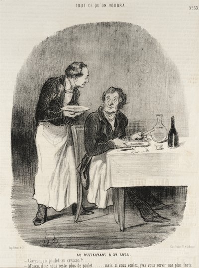 En el restaurante por 32 sous de Honoré Daumier
