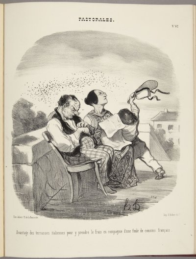 Ventaja de las terrazas italianas para refrescarse en compañía de una multitud de primos franceses de Honoré Daumier