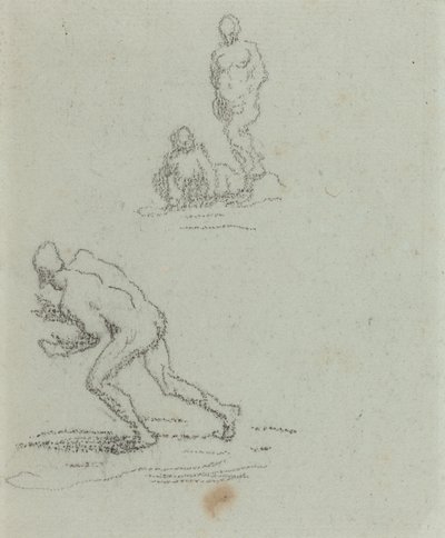 Bañistas (tiza negra sobre papel verjurado verde) de Honore Daumier