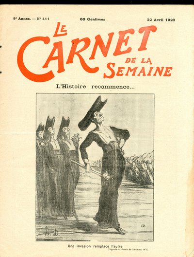 Portada de "Le Carnet de la semaine", Satírico en N & B de Honoré Daumier