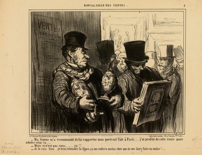 En la sala de subastas n.º 2: Mi mujer me ha recomendado que le lleve mi retrato... de Honoré Daumier