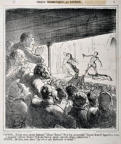 Boceto dramático: "Él era tu amante, Madame..." Grabado por Honore Daumier en "Le Charivari" de Honoré Daumier