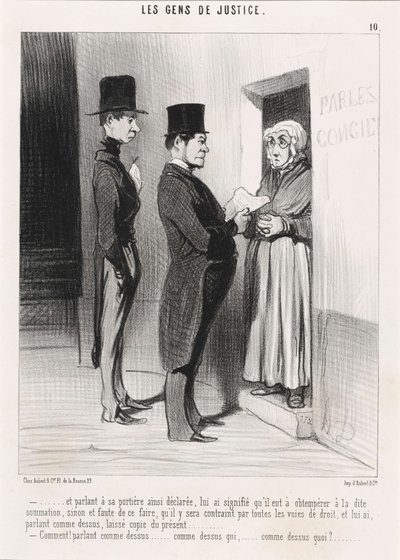 Y hablando con su portera así declarada... de Honoré Daumier