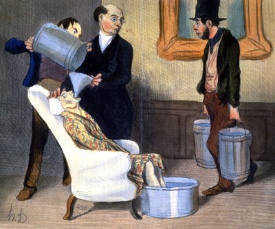 Hidroterapia, recuperación por absorción de agua, c.1850 (ilustración) de Honoré Daumier