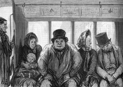Interior de un ómnibus de Honoré Daumier