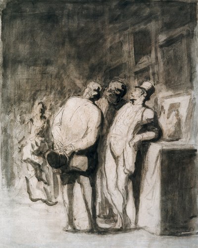 Los tres conocedores. Dibujo de Honore Daumier (1808-1879), arte francés, realismo del siglo XIX. Instituto de Arte de Chicago (EE.UU.). de Honoré Daumier