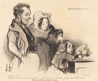 Lolo, ¿a quién quieres más, a tu papá o a tu mamá...? de Honoré Daumier