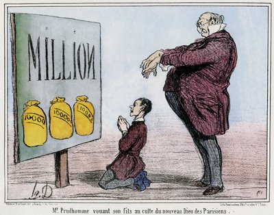 El Sr. Prudhomme dedica a su hijo al culto del nuevo Dios parisino de Honore Daumier