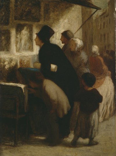 Fuera de la tienda del vendedor de impresiones, c.1860-1863 de Honoré Daumier