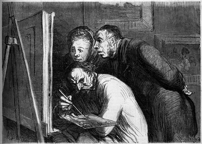 Pintores y burgueses. Caricatura de Honore Daumier (1808-1879). Grabado en "Le Monde Illustré" n°262 del 19 de abril de 1862 de Honoré Daumier