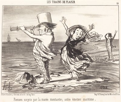 Parisienses sorprendidos por la marea... de Honoré Daumier