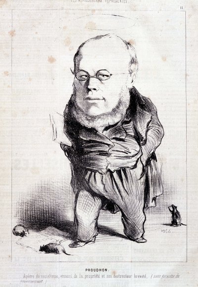 Proudhon, "apóstol del socialismo, enemigo de la propiedad y su destructor patentado" - por Daumier, en "Charivari" del 06/01/1849 de Honoré Daumier