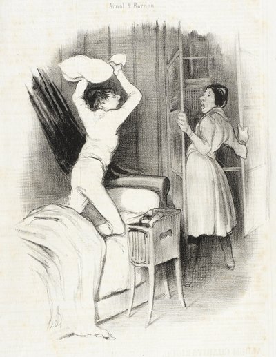 Théâtre du Vaudeville - Pasada la medianoche de Honoré Daumier