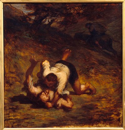 Ladrones y burro de Honoré Daumier