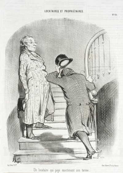 Un inquilino que paga puntualmente su alquiler de Honoré Daumier