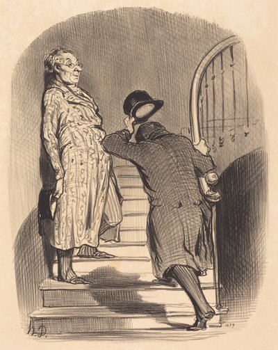 Un inquilino que paga puntualmente su alquiler de Honoré Daumier