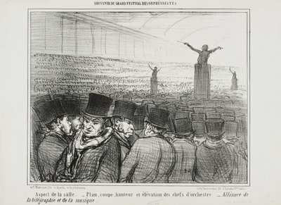 Vista del gran salón, lámina 1 de Souvenir Du Grand Festival Des Orphéonistes de Honoré Daumier