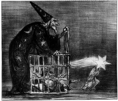 Bruja representando el cometa, caricatura de Honoré Daumier (1808-1879) de Honoré Daumier