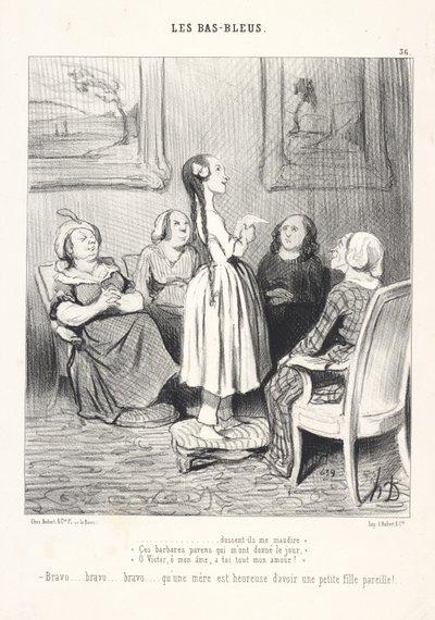 ... ¡que me maldigan! «Estos bárbaros padres que me dieron la vida,» «¡Oh, Victor, alma mía, todo mi amor es para ti!» Bravo... bravo... bravo... ¡qué feliz es una madre de tener una hijita así! de Honoré Daumier