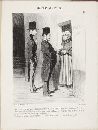 ...y hablando con su portera así declarada... de Honoré Daumier