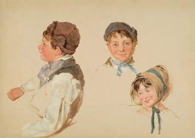 Cabezas de niños, niño y niña, tres estudios de Hopkins Horsley Hobday Horsley