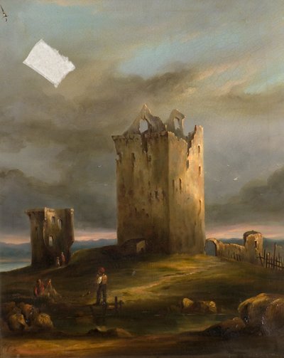 The Ruins of Broughty Castle on the Tay Looking East, c.1846 (óleo sobre lienzo) de Horace G. Fenwick