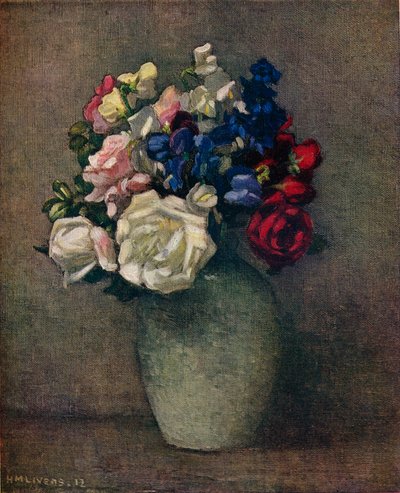 Guisantes de olor y rosas, siglo XX de Horace Mann Livens
