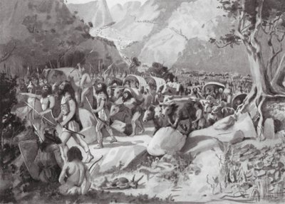 Migración de tribus escitas a través de un paso en las montañas de Asia Menor (litografía) de Horace Moore Jones
